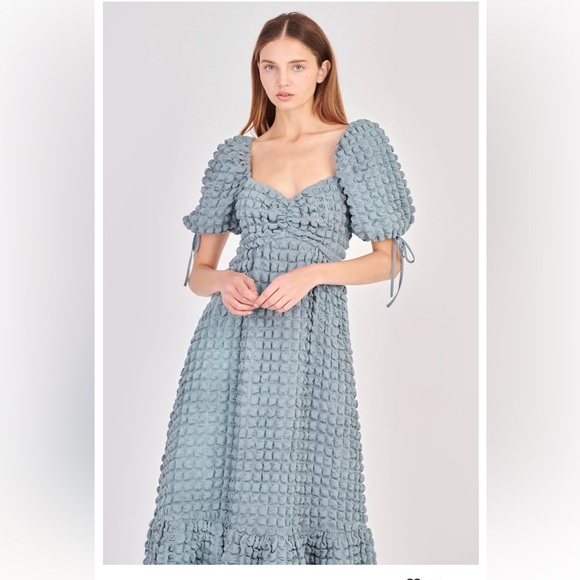 Endless Rose Dresses & Skirts - Endless Rose Textured Midi Dress in Soft Blue